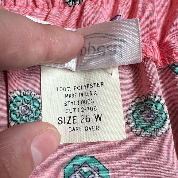 Vintage 80s Pink Patterned Button Down Skirt Elastic Waist Size Appeal Size 26W - Picture 8 of 8